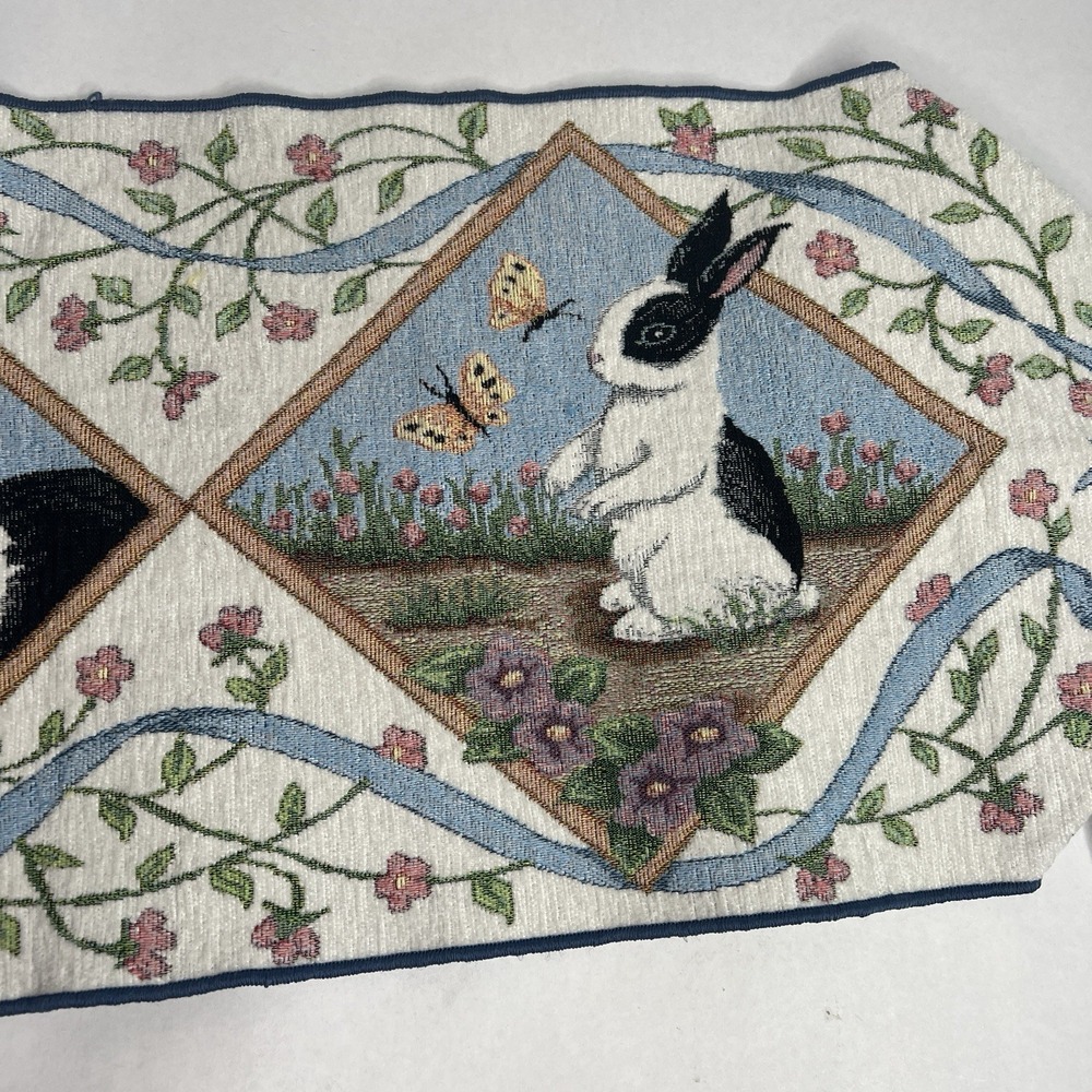 Easter Spring Bunny Rabbit‎ Table Runner 76" Blue Tassel